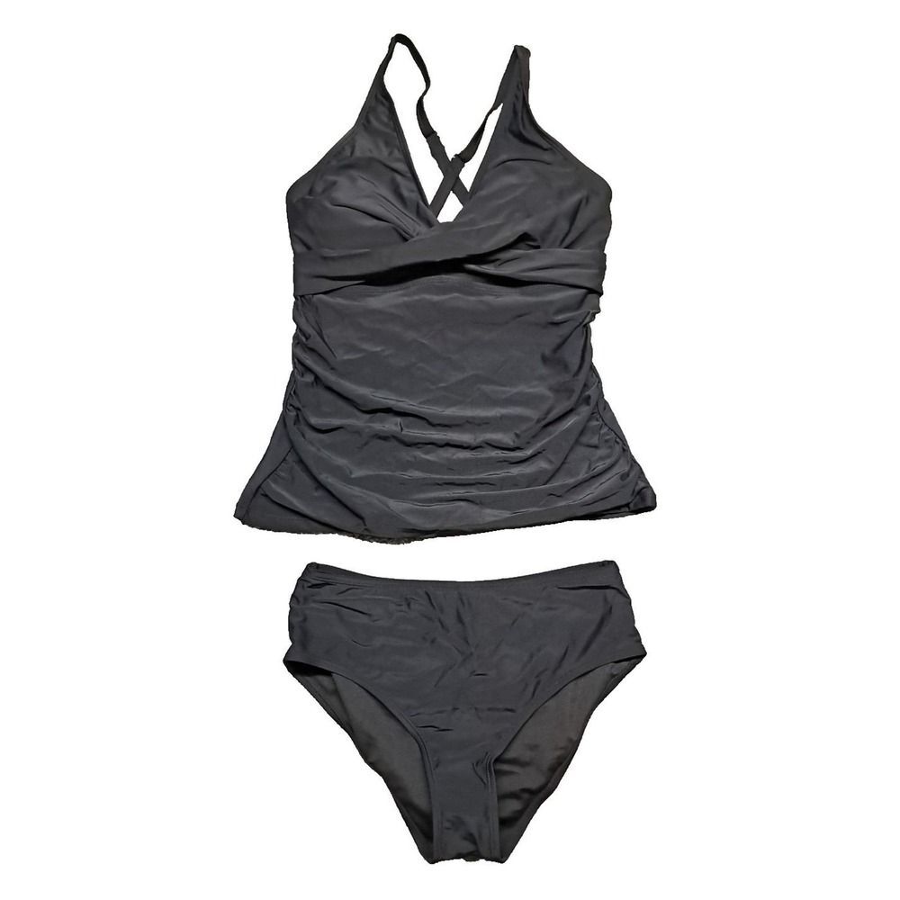 New Yonique Sz Medium 2 Piece Tankini Swimsuit Womens Modest Bathing Coverage